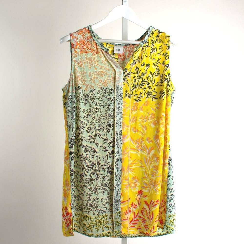 Cabi Floral Print Sleeveless Tunic Top Golden Glow Patchwork‎ Medium M